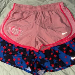 Nike Women's Athletic Shorts in Pink Shorts and Blue Star Pattern shorts - XL